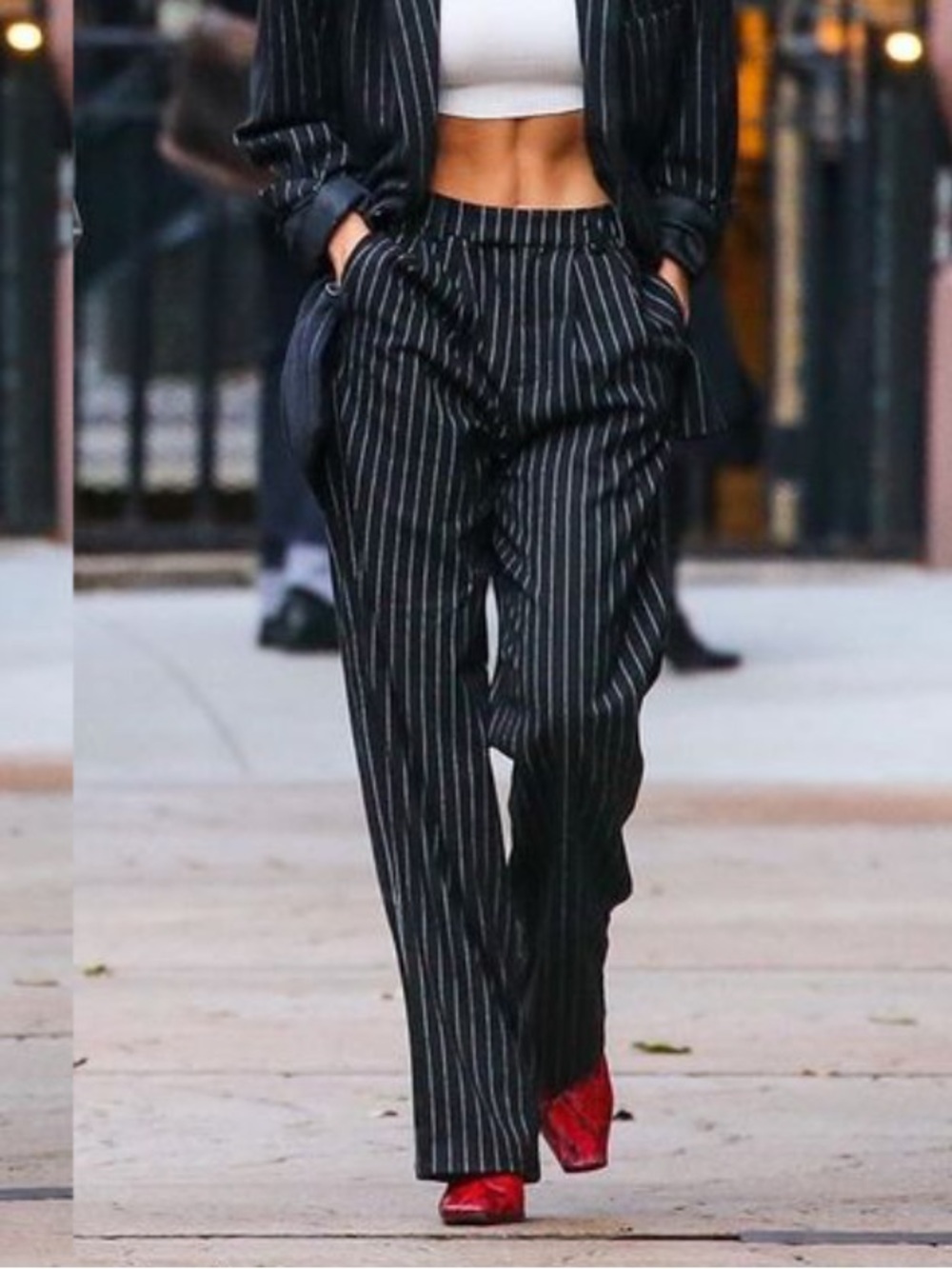 Guizio Oversized Pinstripe Wool Blend Trousers size medium